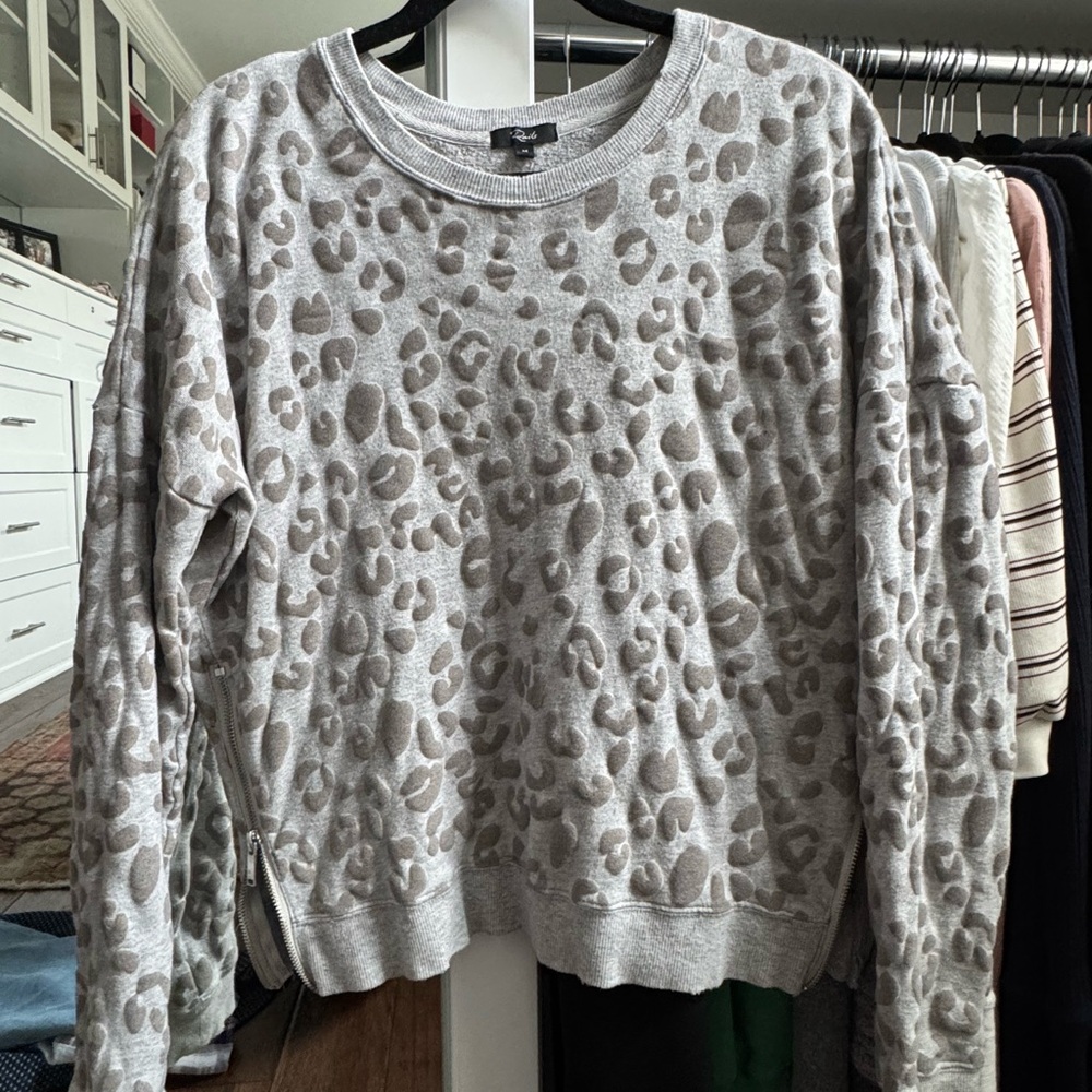 Gray Leopard Print Sweater